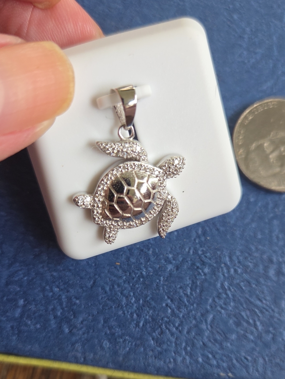 NWT! 3 CWT.,Moissanite,925 solid sterling,sea turtle charm.
